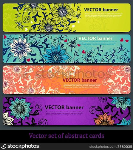 vector colorful set of floral banners
