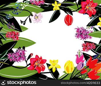 vector colorful spring floral frame