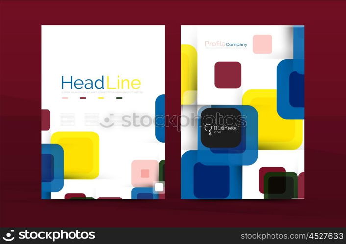 Vector colorful square business annual report cover, brochure template