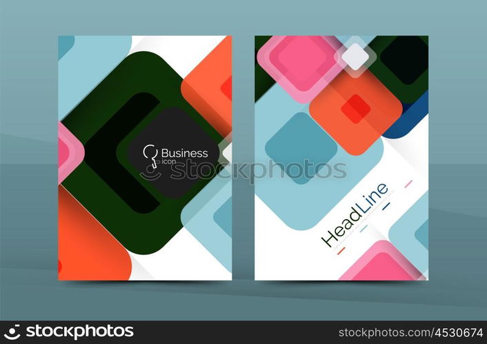 Vector colorful square business annual report cover, brochure template