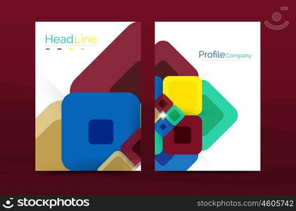 Vector colorful square business annual report cover, brochure template