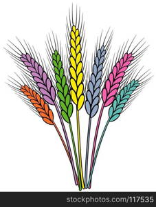 vector colorful wheat ears