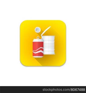 vector colourful flat design metal recycle waste can tin cap illustration yellow icon shadow isolated white background&#xA;