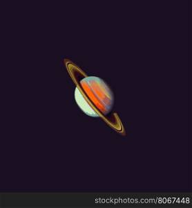 vector colourful realistic planet Saturn globe isolated illustration on dark space background&#xA;