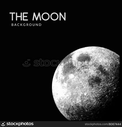 vector colourful realistic satellite planet Moon globe on dark black space background&#xA;