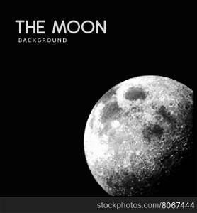 vector colourful realistic satellite planet Moon globe on dark black space background&#xA;