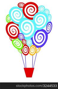 vector colourful swirly hot air balloon
