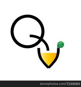 vector combination of letters Q V , pictogram people drink juice