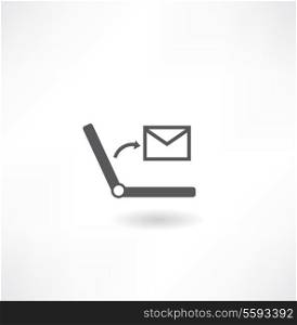 Vector communication icons in flat retro style - mail, message, contract, website addres