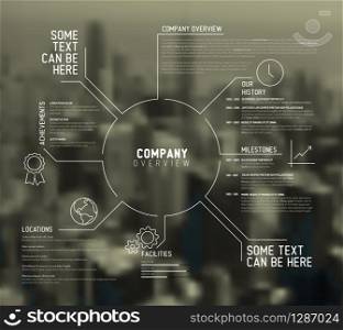 Vector Company infographic overview design template with city photo in the back