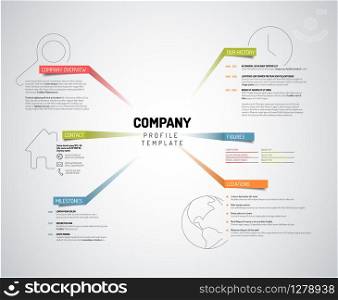 Vector Company infographic overview design template with colorful labels - light version
