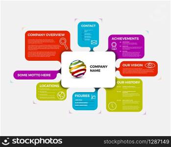 Vector Company infographic overview design template with colorful labels - light version