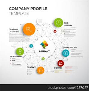 Vector Company infographic overview design template with network in the background