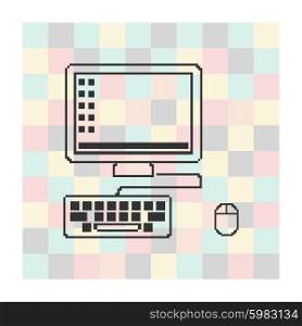 Vector computer display isolated on square background. Vector computer display isolated on square background.