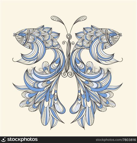 vector concept butterfly with wings - fishes, fishes can be used separately