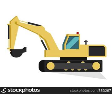 Vector Concept Modern City Construction Buildings. Vector Illustration Cartoon Construction Excavator Isolated On White Background. Auxiliary Equipment for Construction New Metropolis Building.
