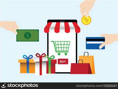 Vector Concept of Online Mobile Phone Shopping