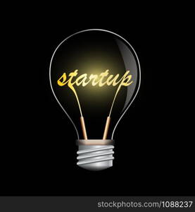 Vector concept startup,text in the lamp