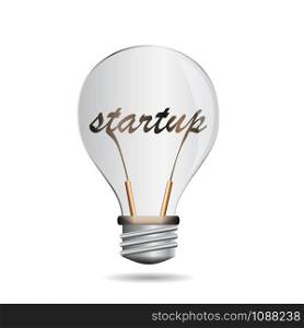 Vector concept startup,text in the lamp