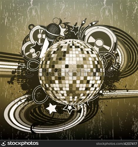 vector concert poster with discoball