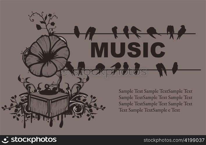 vector concert poster with gramophone