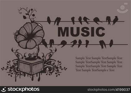 vector concert poster with gramophone