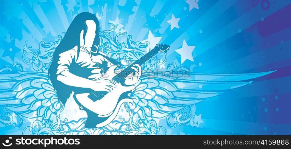 vector concert poster with guitar player