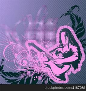 vector concert poster with guitar player