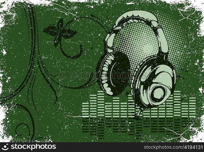 vector concert poster with headphones