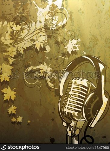 vector concert poster with microphone