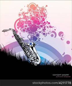 vector concert poster with saxophone