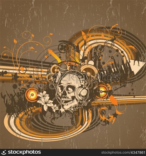vector concert poster with skull