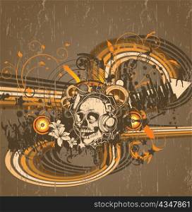 vector concert poster with skull