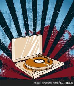 vector concert poster with turntable