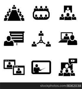 Vector Conference icons set. Business communication. Conference Icon Object, Conference Icon Picture, Conference Icon Image - stock vector