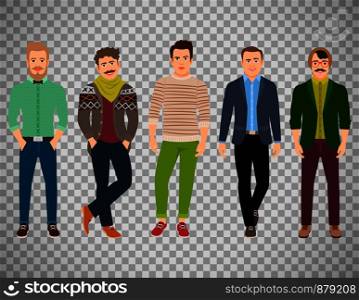 Vector confident fashion man in casual clothes isolated on transparent background. Confident fashion man on transparent background