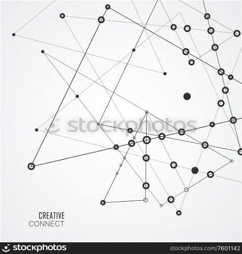 Vector connecting dots and lines, network geometric design with abstract background.. Vector connecting dots and lines, network geometric design with abstract background