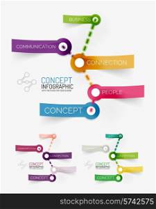 Vector connection theme word infographic of color transparent connected stickers with keywords