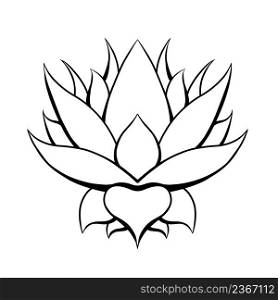 Vector contour lotus isolated from background. Floral sacred outline symbol for logo spa and yoga center. Line art water flower for icon. Contour lily for infographic. Vector contour lotus isolated from background. Floral sacred outline symbol for logo spa and yoga center. Line art water flower for icon.