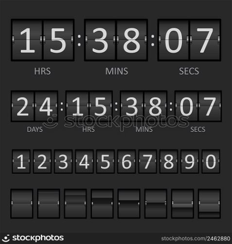 Vector Countdown Timer and Scoreboard Numbers. EPS10 opacity. Editable EPS and Render in JPG format