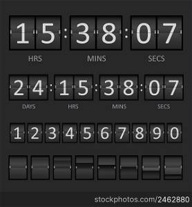 Vector Countdown Timer and Scoreboard Numbers. EPS10 opacity. Editable EPS and Render in JPG format