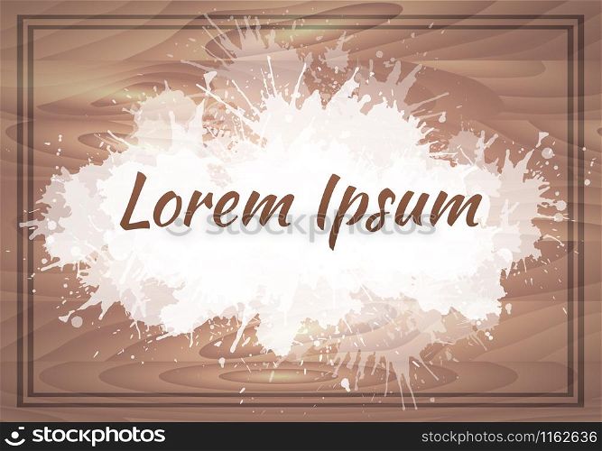 Vector cover with wooden background and paint drops and place for text for your design. Vector cover with wooden background and paint drops and place fo
