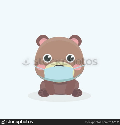 vector covid-19 virus face mask cartoon animal illustration. . face mask cartoon animal illustration. 