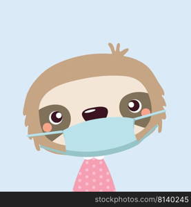 vector covid-19 virus face mask cartoon animal illustration. . Face mask cartoon animal illustration. 