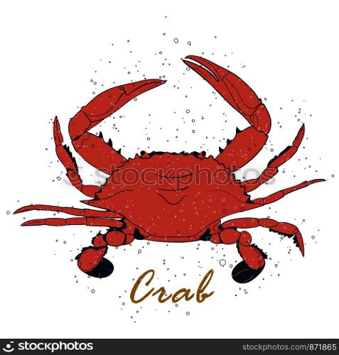 Vector crab silhouette. Isolated coral crab with air traps on white background. Icon crab for your design label, logo, print sticker, poster,banner etc.. Vector crab silhouette. Isolated coral crab with air traps on white background. Icon crab for your design label, logo, print sticker, poster,banner etc