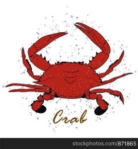 Vector crab silhouette. Isolated coral crab with air traps on white background. Icon crab for your design label, logo, print sticker, poster,banner etc.. Vector crab silhouette. Isolated coral crab with air traps on white background. Icon crab for your design label, logo, print sticker, poster,banner etc
