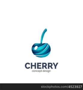 Vector creative abstract cherry fruit logo. Vector creative abstract cherry fruit logo created with waves