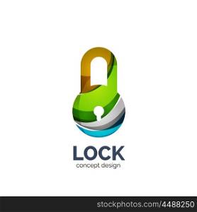 Vector creative abstract lock logo created with lines, security concept