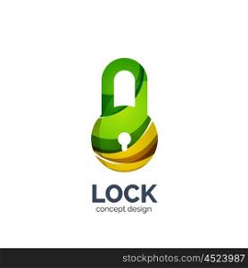 Vector creative abstract lock logo created with lines, security concept