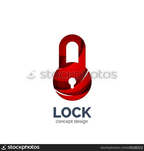 Vector creative abstract lock logo created with lines, security concept